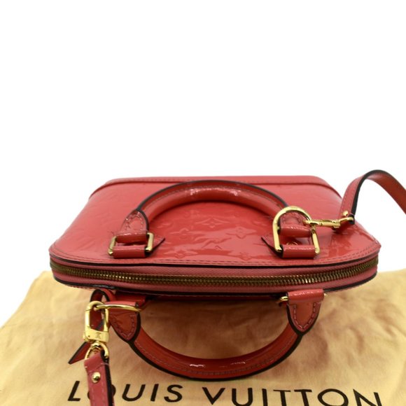 LOUIS VUITTON  Alma BB Monogram Vernis Satchel Shoulder Bag Red - Picture 4 of 14